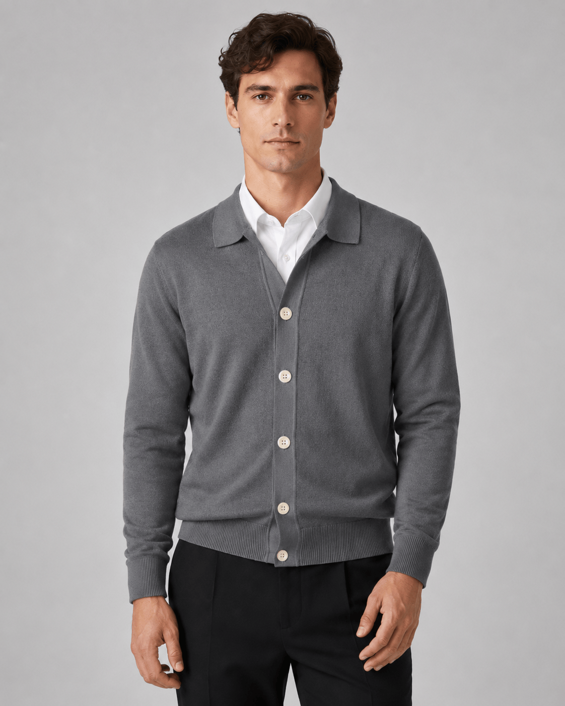 Men's Cardigan | Button Front & Ribbed Cuffs
