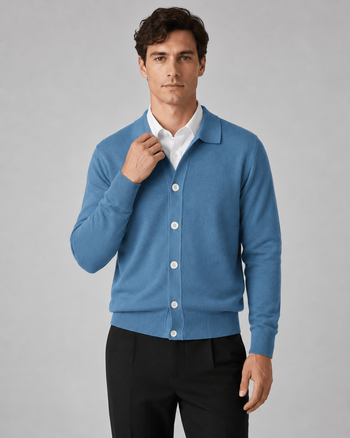 Men's Cardigan | Button Front & Ribbed Cuffs