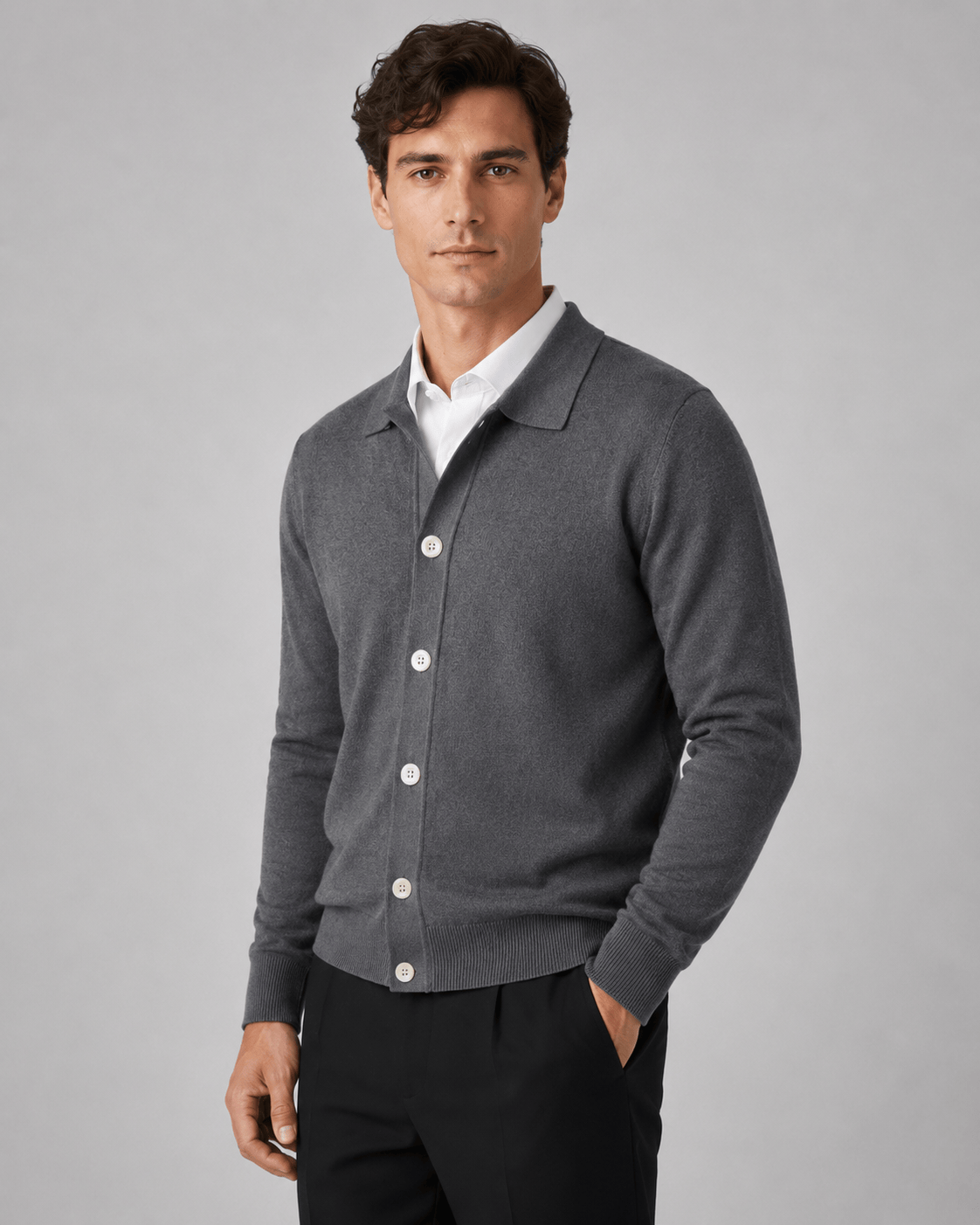 Men's Cardigan | Button Front & Ribbed Cuffs