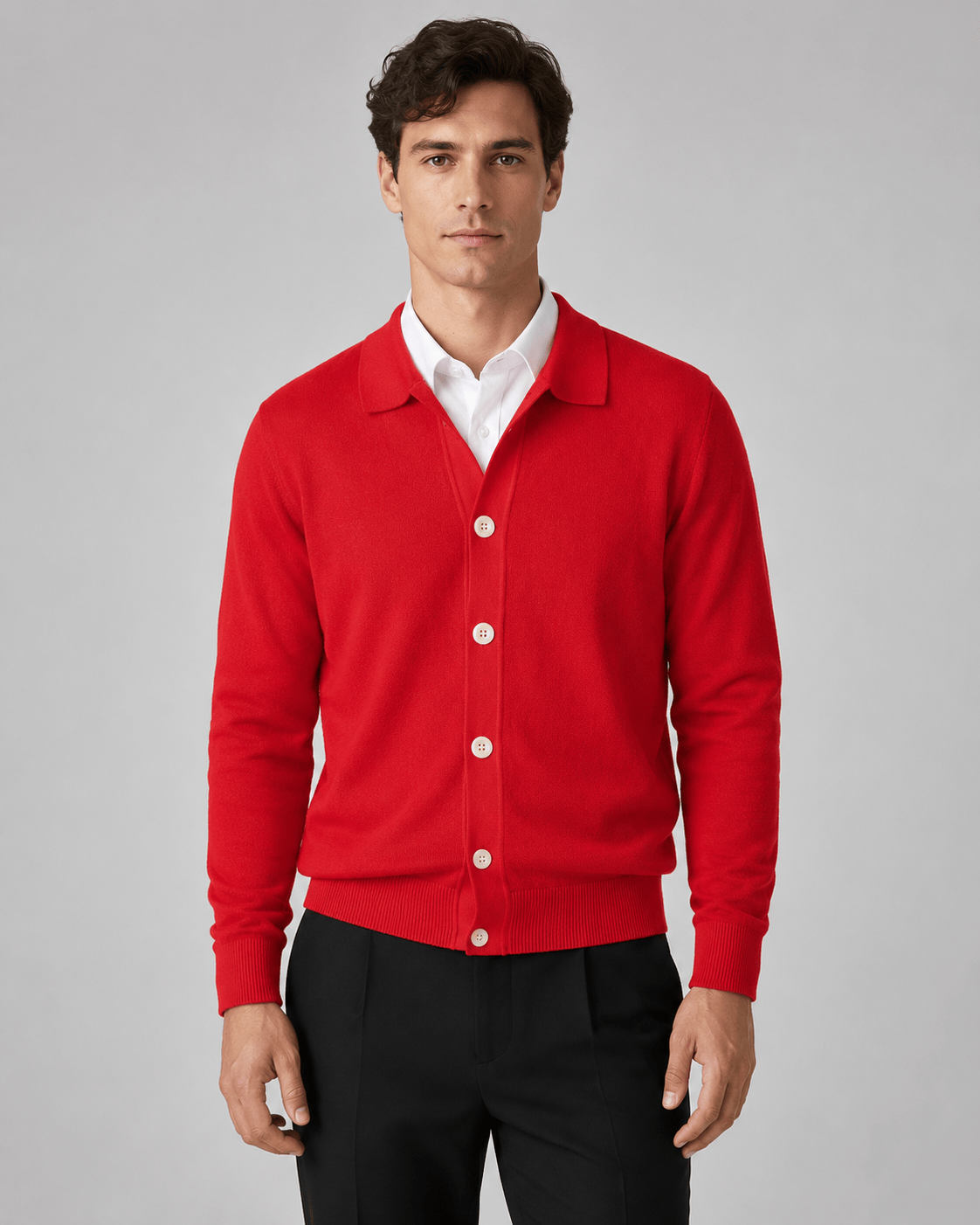 Men's Cardigan | Button Front & Ribbed Cuffs