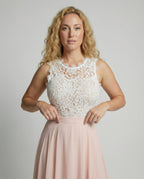 Women's Wedding Guest Dress Maxi | Guipure Lace Bodice & Flowing Skirt