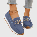 Women’s Round Toe Slip On Loafers | Stylish Buckle